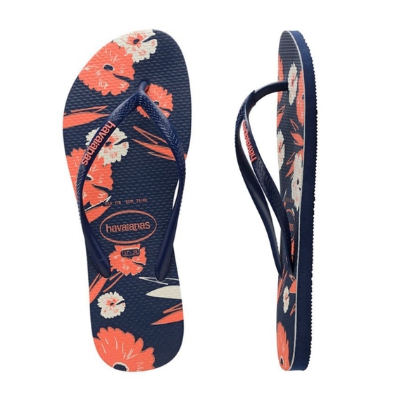 NWT Youth Havaianas Slim Floral Flip-flops - Picture 1 of 7
